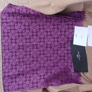Authentic Purple Coach Signature C Patterned Women's Scarf Large